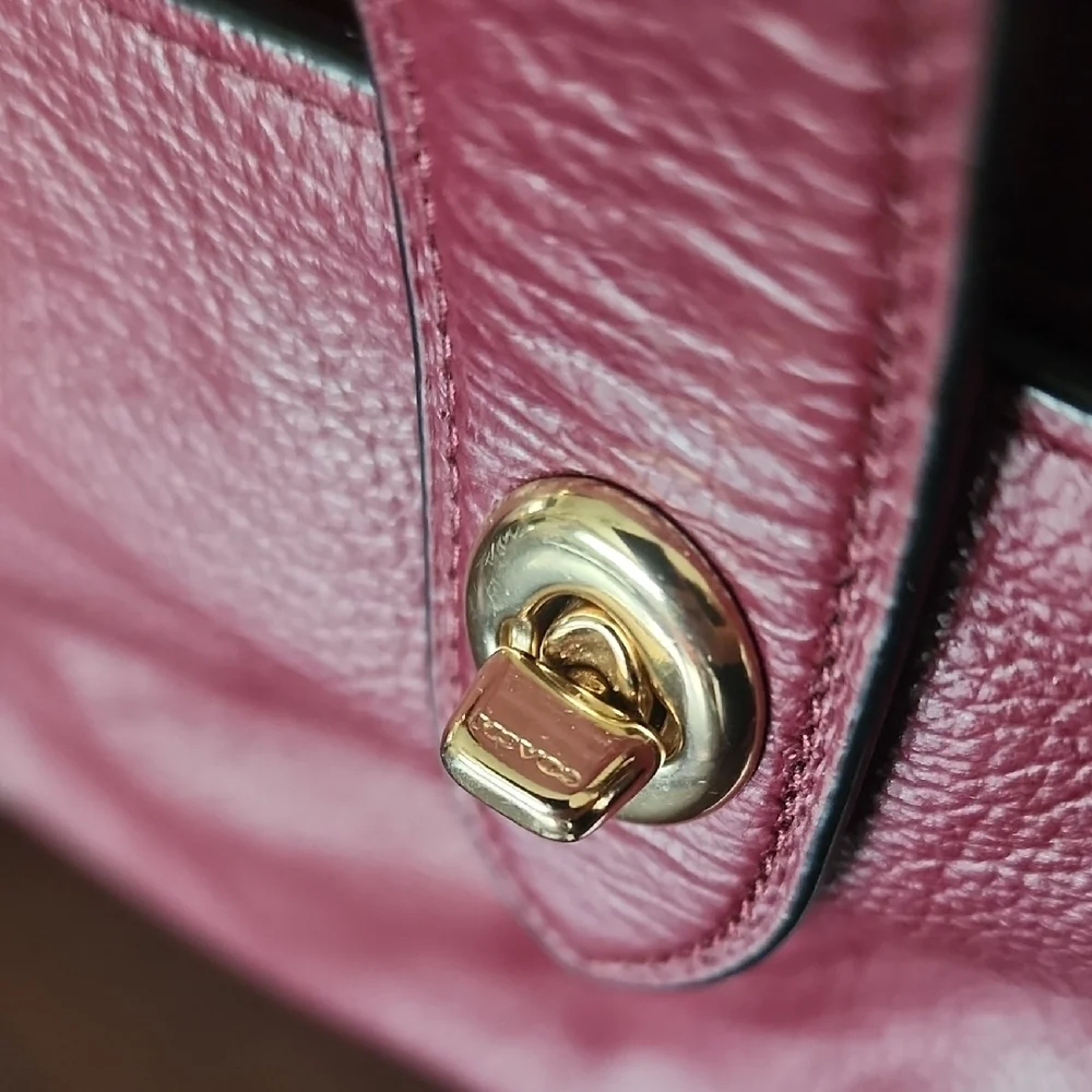 Coach Plum Pebbled Leather Satchel Crossbody Bag EUC